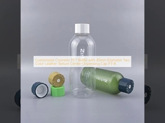 Customized Cosmetic PET Bottle with 40mm Diameter Two Color Leather Texture Center-Dispensing Cap P3-B