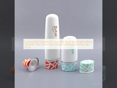 Customized Cosmetic PE Oval Soft Touch Bottle with 40mm Diameter Two-Color Nest Design Center-Dispensing Cap P5-A