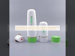 Customized Cosmetic PE Oval Soft Touch Bottle with 40mm Diameter Two-Color Matt Center-Dispensing Cap P5-B