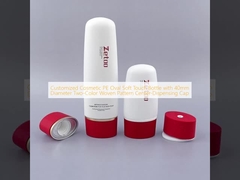 Customized Cosmetic PE Oval Soft Touch Bottle with 40mm Diameter Two-Color Woven Pattern Center-Dispensing Cap