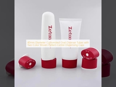 40mm Diameter Customized Oval Cleanser Tubes with Two-Color Woven Pattern Center-Dispensing Caps